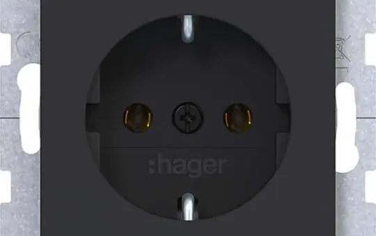 HAGER WAS1100BM SCHUKO-Steckdose A.x/C.x Standard | nachtschwarz matt
