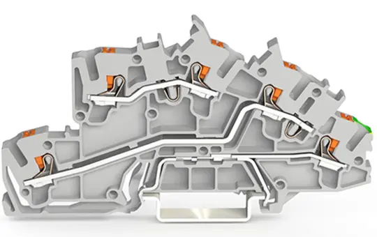WAGO 2203-7645 Installationsetagenklemme TOPJOB®S mit Drücker, L/L/PE | grau | 2,5 mm²