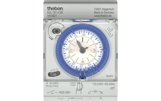 THEBEN SUL 181 d SK Analoge Tageszeitschaltuhr Wechsler, mit Gangreserve, Schraubklemmen