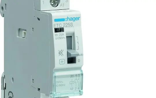 HAGER ETC225S Installationsschütz 2 Schließer 25 A, 230 V (brummfrei), handbetrieb