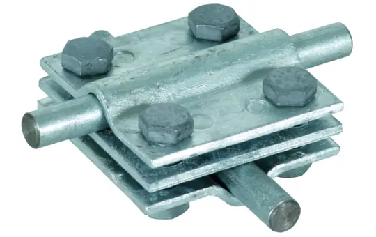 DEHN 319201 Kreuzstück m. Zwischenplatte St/tZn Rund- u. Flachleiter | 30 x 30 mm