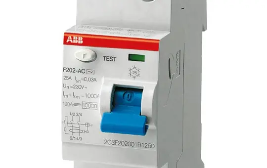 ABB F202A-25/0,5 FI-Schutzschalter 2-polig 500 mA Typ A 25 A