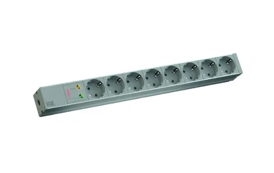 BACHMANN 333.404 Steckdosenleiste 19 Zoll PDU Basic 8-fach mit Überspannungsschutz | grau