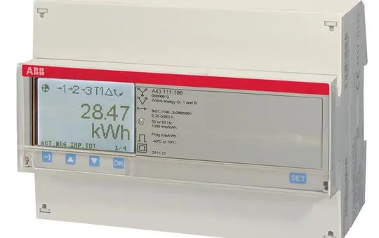 ABB A43111-100 Drehstromzähler Impulsausgang 80 A, Infrarot, stahl