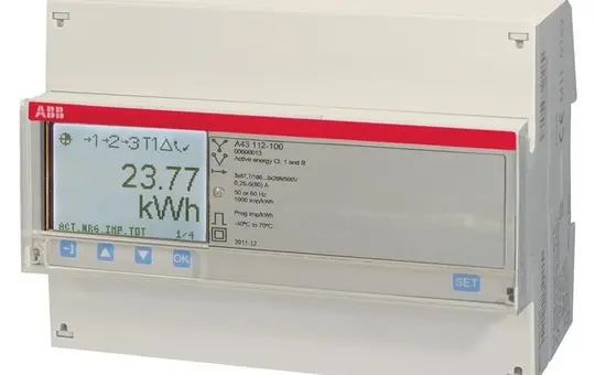 ABB A43112-100 Drehstromzähler Impulsausgang 80 A, RS-485, stahl