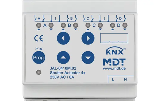 MDT JAL-0410M.02 KNX Jalousieaktor 230 V 4-fach, Fahrtzeitmessung