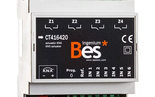 BESKNX CT416420 KNX-Universalaktor 16 A 4-fach, 6 Eingänge, mech. Handbedienung