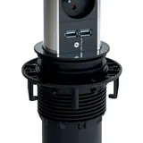 BACHMANN 928.017 Tischeinbau-Steckdose ELEVATOR 1-fach, 2xUSB | schwarz matt | 2,0 m