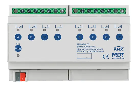MDT AMI-0816.03 KNX-Schaltaktor Industrie m. Strommessung v3 8-fach