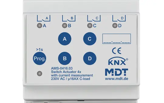 MDT AMS-0416.03 KNX-Schaltaktor Standard m. Strommessung v3 4-fach