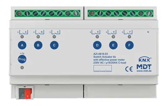 MDT AZI-0616.03 KNX-Schaltaktor Industrie mit TrueRMS v3 6-fach