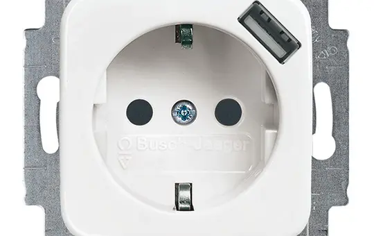 BUSCH-JAEGER 20EUCBUSB-214 SCHUKO-Steckdose Reflex SI USB-A, Berührungsschutz | alpinweiß