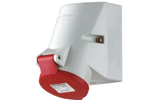 MENNEKES 3331 Wandsteckdose TwinCONTACT IP44 16 A, 5-polig, 400 V, zum Durchverdrahten, drehbar