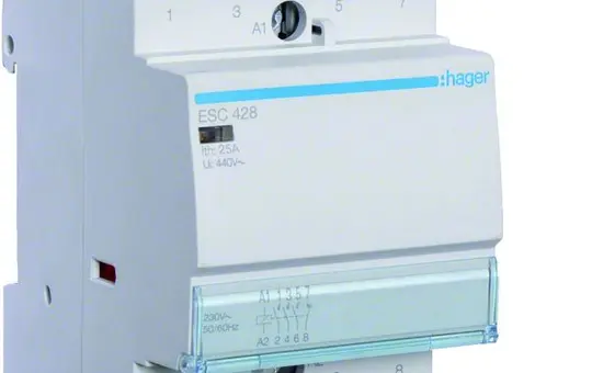 HAGER ESC428 Installationsschütz 3 Schließer + 1 Öffner 25 A, 230 V