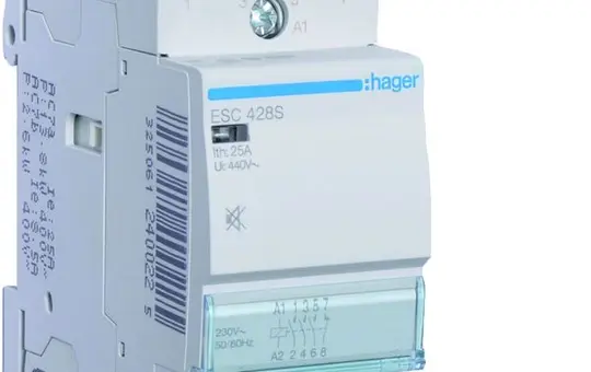 HAGER ESC428S Installationsschütz 3 Schließer + 1 Öffner 25 A, 230 V (brummfrei)