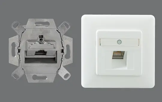 RUTENBECK 136112030 Netzwerkdose 1-fach, Cat. 6a, m. Abdeckung | reinweiß