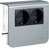HAGER SL20055900D1 Geräteträger für Sockelleistenkanal SCHUKO-Steckdose, 2-fach | aluminium | 20x55 mm