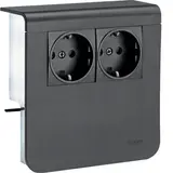 HAGER SL200809009011 Geräteträger für Sockelleistenkanal SCHUKO-Steckdose, 2-fach | graphitschwarz | 20x80 mm
