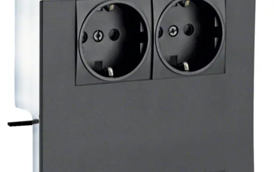 HAGER SL200809009011 Geräteträger für Sockelleistenkanal SCHUKO-Steckdose, 2-fach | graphitschwarz | 20x80 mm