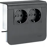 HAGER SL200559009011 Geräteträger für Sockelleistenkanal SCHUKO-Steckdose, 2-fach | graphitschwarz | 20x55 mm