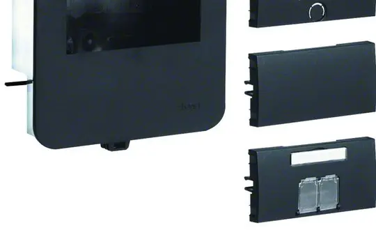 HAGER SL200559159011 Geräteträger für Sockelleistenkanal leer, für Tragsteggeräte | graphitschwarz | 20x55 mm