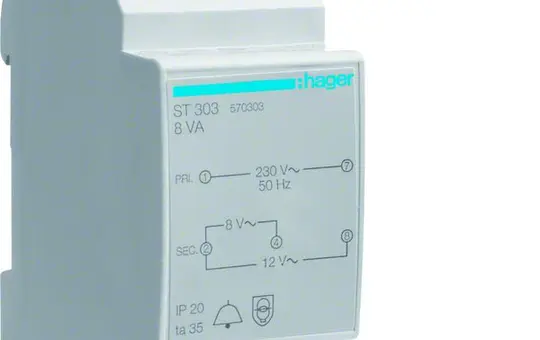 HAGER ST303 Klingeltrafo 8/12 V AC 8 W
