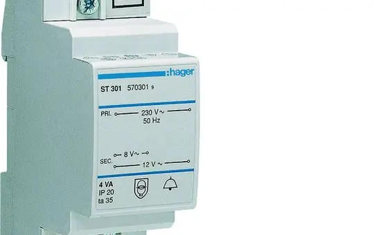 HAGER ST301 Klingeltrafo 8/12 V AC 4 W
