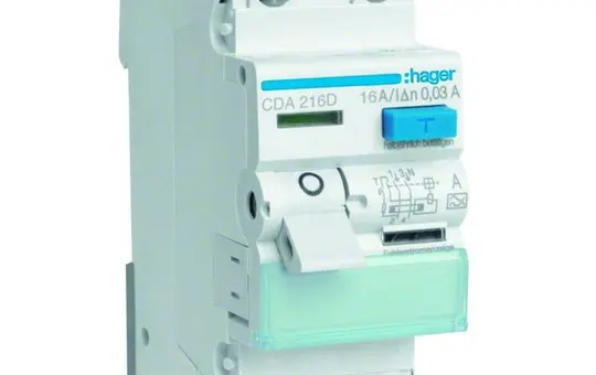 HAGER CDA216D FI-Schutzschalter 2-polig 30 mA Typ A 16 A
