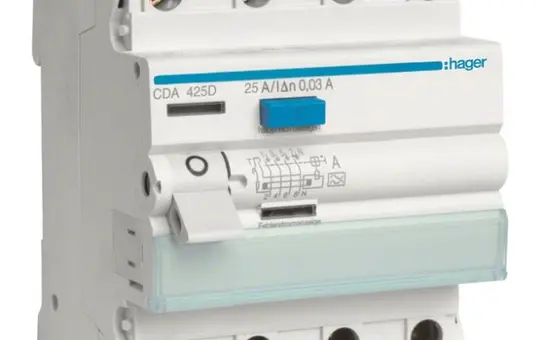 HAGER CDA425D FI-Schutzschalter 4-polig 30 mA Typ A 25 A