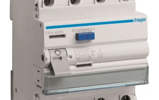 HAGER CFA463D FI-Schutzschalter 4-polig 300 mA Typ A 63 A