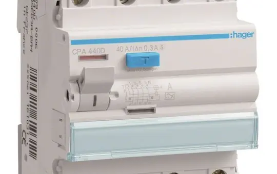 HAGER CPA440D FI-Schutzschalter 4-polig 300 mA Typ A 40 A, selektiv