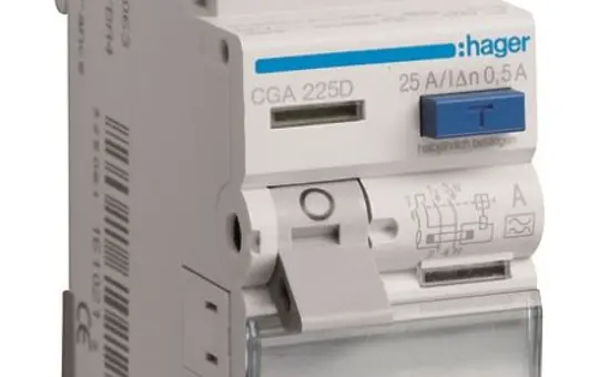 HAGER CGA225D FI-Schutzschalter 2-polig 500 mA Typ A 25 A