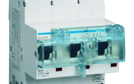 HAGER HTN363E SLS-Schalter 3-polig E-Charakteristik 63 A