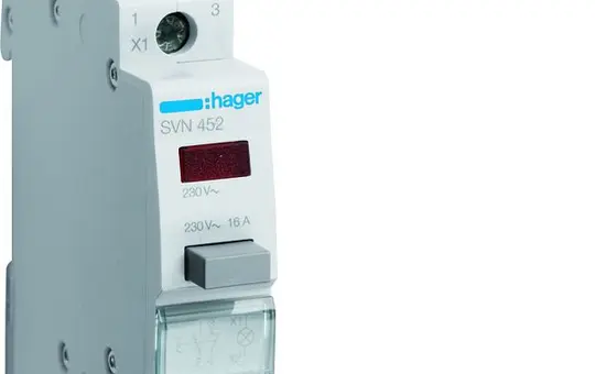 HAGER SVN452 Taster 16 A mit Leuchtmelder 1 Schließer + 1 Öffner | rot