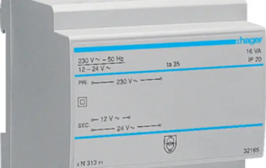 HAGER ST313 Sicherheitstrafo 12/24 V AC 16 W