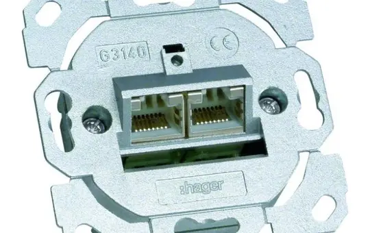 HAGER G3140 Netzwerkdose 2-fach, Ca. 6a