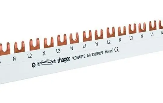 HAGER KDN451E Phasenschiene 3-polig für FI/LS 57 TE, 80 A