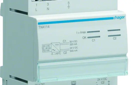 HAGER TXA114 KNX-Busspannungsversorgung 320 mA & 640 mA (unverdrosselt)