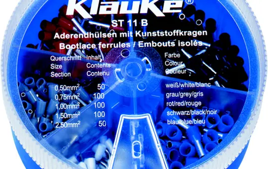 KLAUKE ST11B Aderendhülsen-Streudose isolierte Aderendhülsen | 0,5-2,5