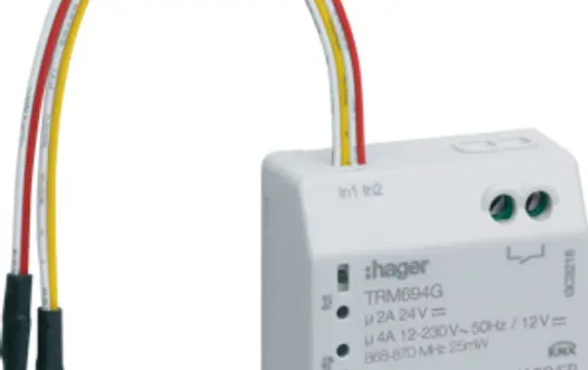 HAGER TRM694G KNX-Funk-Schaltaktor UP 1-fach, potentialfrei, 2 Eingänge