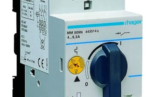 HAGER MM509N Motorschutzschalter einstellbar K-Char. 4,0-6,3 A