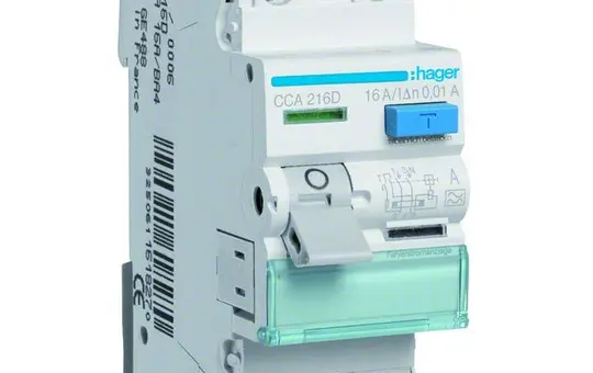 HAGER CCA216D FI-Schutzschalter 2-polig 10 mA Typ A 16 A