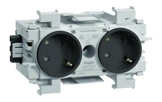 HAGER GS20119011 Kanalsteckdose Wago Winsta für C-Profil 2-fach, 45° | graphitschwarz