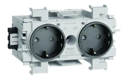 HAGER GS20019011 Kanalsteckdose Wago Winsta für C-Profil 2-fach | graphitschwarz