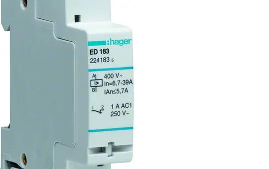 HAGER ED183 Lastabwurfrelais 6,7-39 A