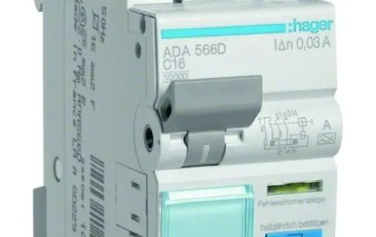 HAGER ADA566D FI/LS-Schalter Typ A C-Char. 30 mA 2-pol. 16 A