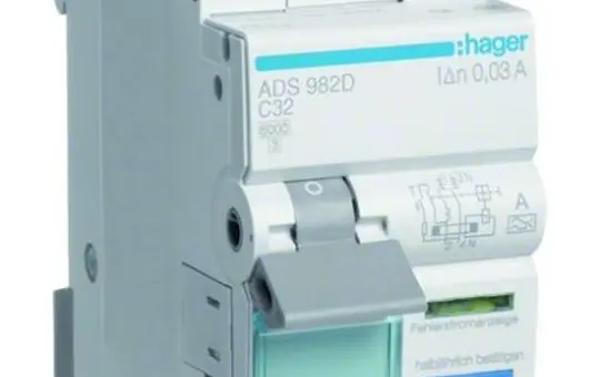 HAGER ADS982D FI/LS-Schalter Typ A C-Char. 30 mA 2-pol. 32 A, QuickConnect