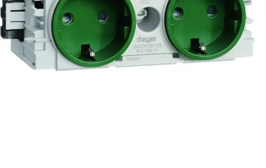 HAGER GS20006029 Kanalsteckdose Wago Winsta für C-Profil 2-fach | minzgrün