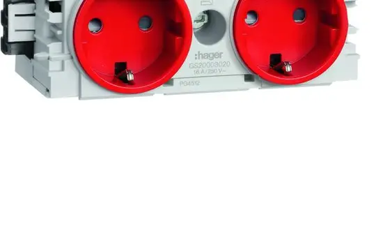 HAGER GS20003020 Kanalsteckdose Wago Winsta für C-Profil 2-fach | verkehrsrot