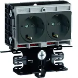 HAGER SL200559409011 Geräteträger-Technikteil SCHUKO-Steckdose, 2-fach | graphitschwarz | 20x55 mm